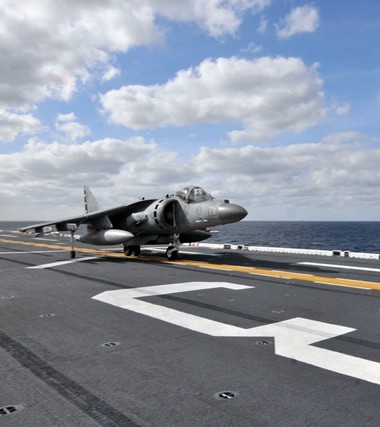 av-8b_380 Airplane take-off on a carrier. State of the Art Systems.